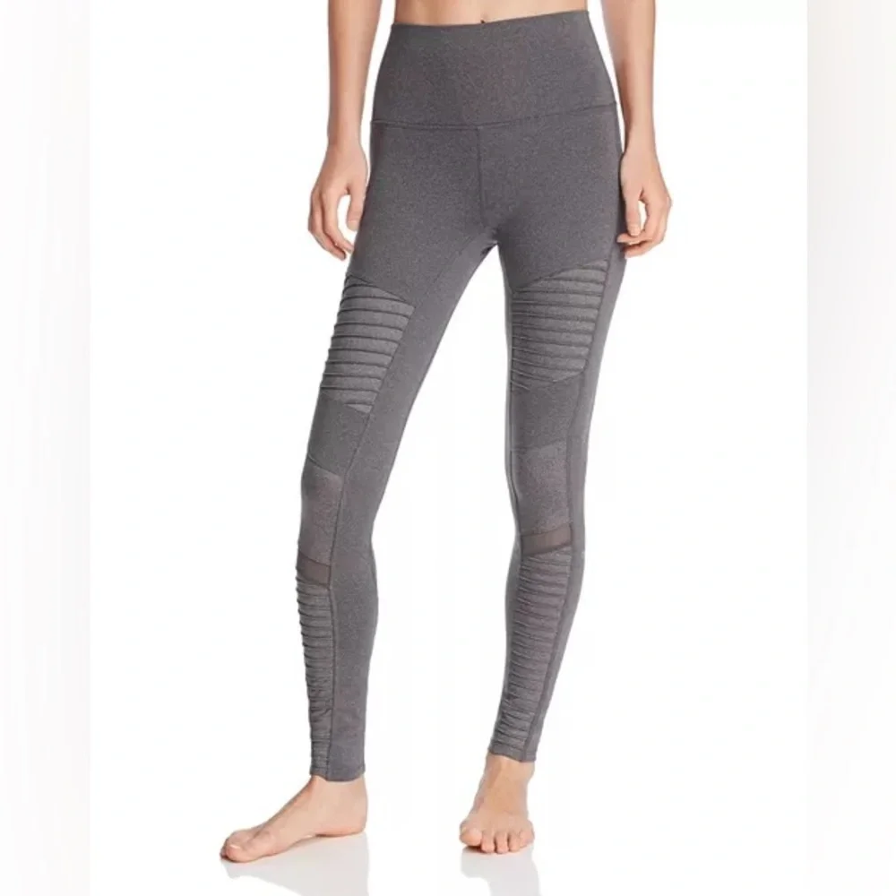 ALO Yoga Gray Ribbed Panel Leggings